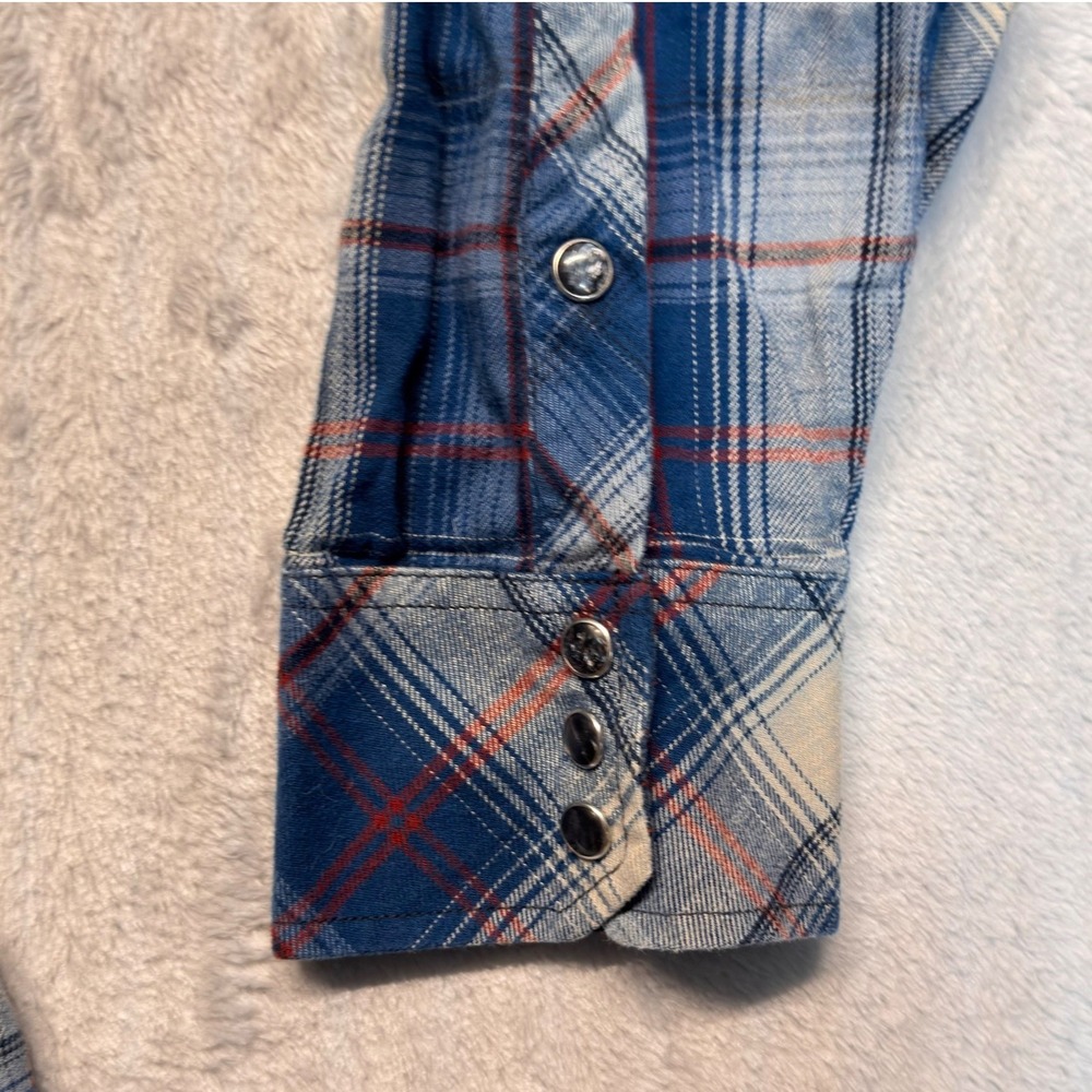 Kuhl Lowdown Flannel Shirt Mens XL Blue Plaid Snap Button Long Sleeve 7210 - Picture 9 of 13